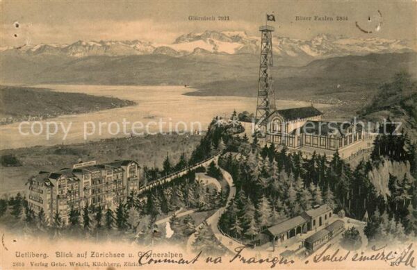Uetliberg ZH Blick auf Zürichsee und Glarneralpen