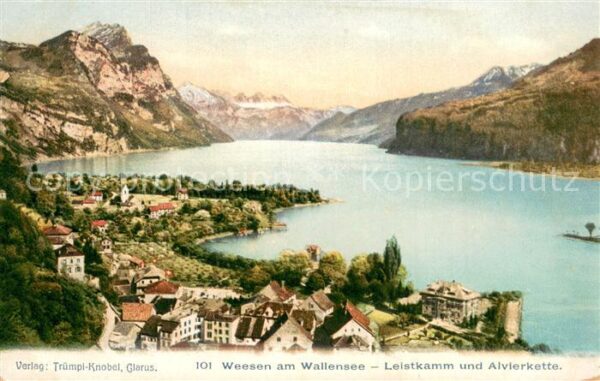 Weesen  Walensee SG Panorama mit Leistkamm und Alvierkette