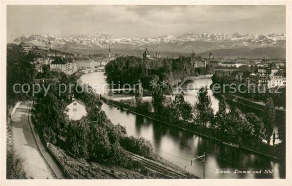 Zuerich ZH Limmat und Sihl Panorama