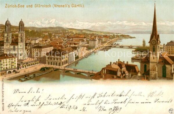 Zuerich ZH Panorama mit Grossmünster und Fraukirch