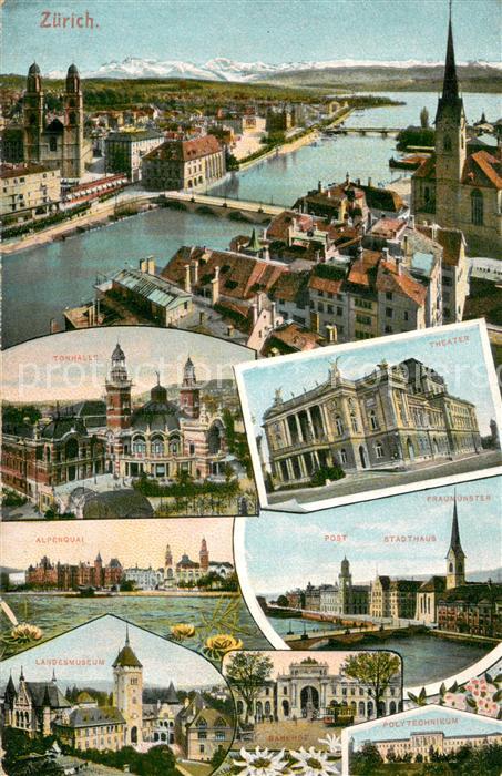 Zuerich ZH Panorama Tonhalle Theater Alpenquai Lan