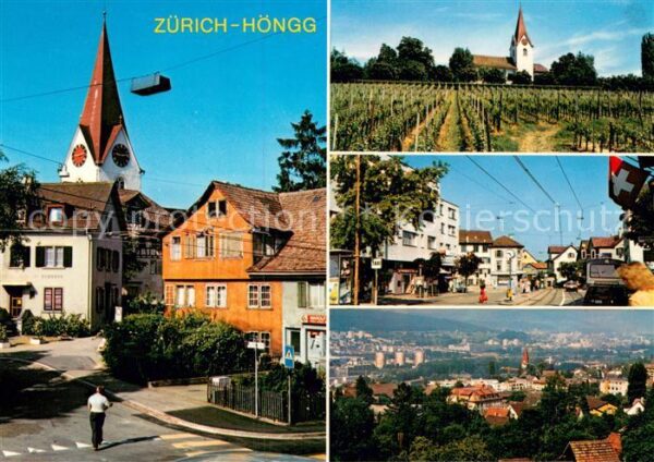 Hoengg Zuerich Strassenpartien Kirche Panorama