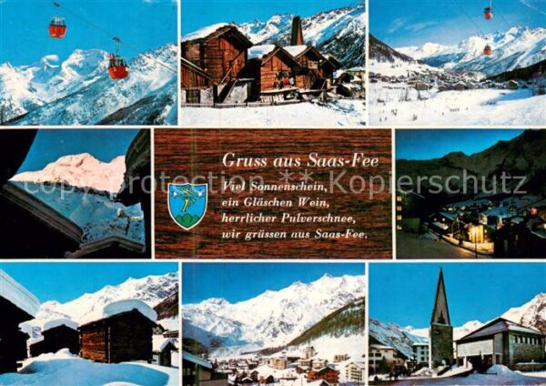 Saas-Fee Teilansichten Gondelbahnen Panorama Kir