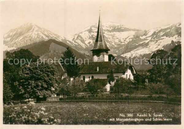 Aeschi Spiez BE mit Kirche Morgenberghorn und Schwelmer
