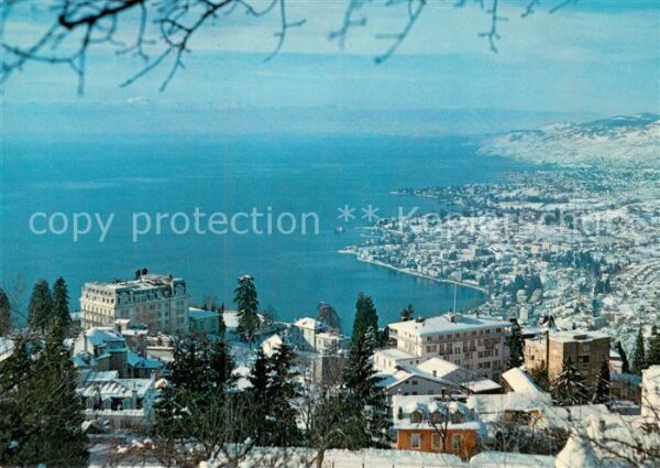 Glion sur Montreux en hiver avec Clarens Lac