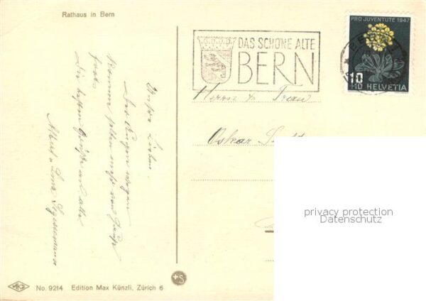 Bern BE Rathaus Brunnen Künstlerkarte – Bild 2