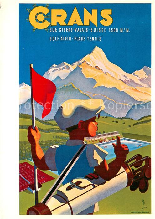 Crans-sur-Sierre Golf-Alpin-Plage-Tennis Plakat