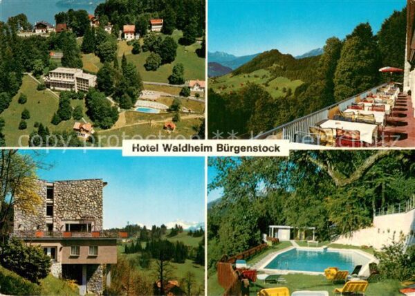 Buergenstock Vierwaldstaettersee Fliegeraufnahme Hotel Waldheim Terrasse