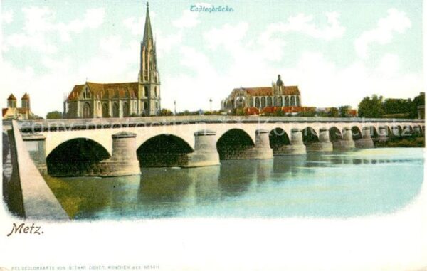 Metz  57 Moselle Todtenbrücke mit Kirche