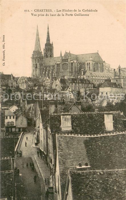 Chartres 28 Les Fleches de la Cathedrale Vue prise
