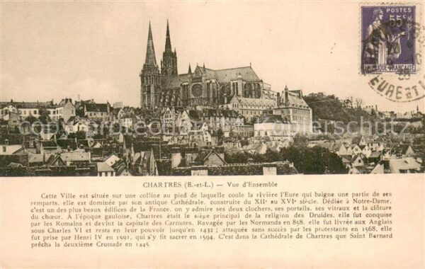Chartres 28 Vue d ensemble et la Cathedrale