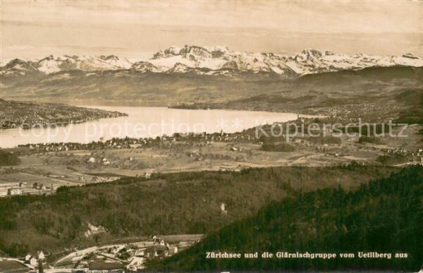 Uetliberg ZH Blick auf Zürichsee und Glärnischgruppe