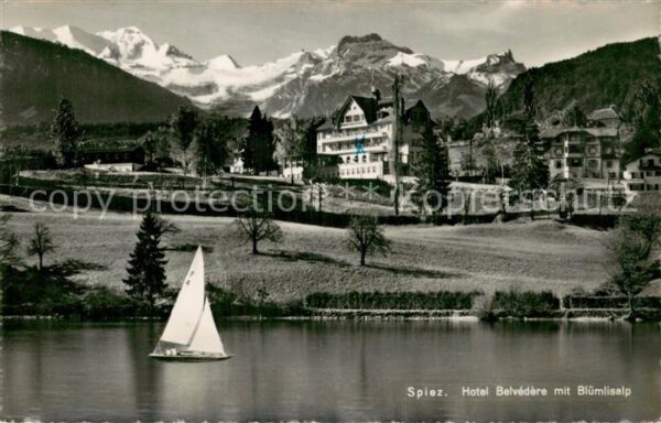 Spiez Thunersee BE Hotel Belvedere mit Blümlisalp