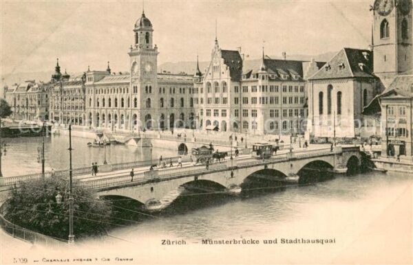 Zuerich ZH Münsterbrücke und Stadthausquai