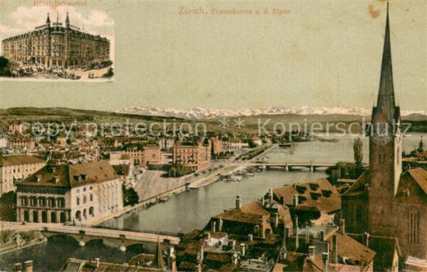 Zuerich ZH Fraumünster mit Alpen Hotel Bernerhof