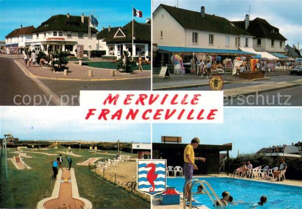Merville-Franceville-Plage Zentrum Ladengeschäfte Souvenirs Cafe M