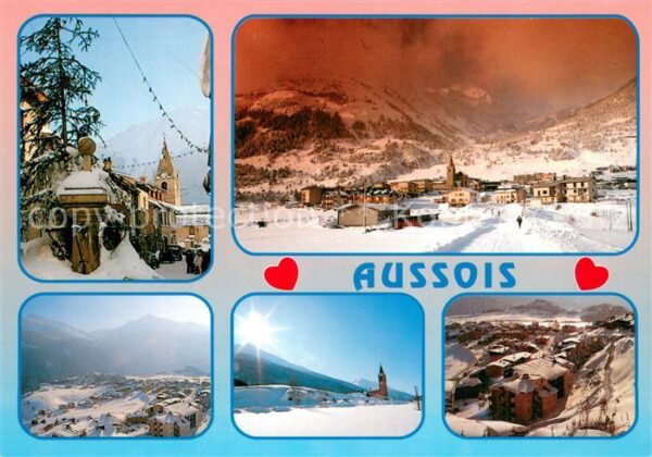 Aussois 73 Panorama en hiver Eglise Alpes