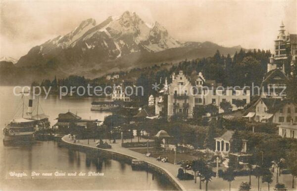 Weggis Vierwaldstaettersee Neuer Quai mit Pilatus
