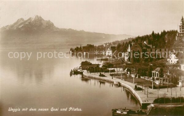 Weggis Vierwaldstaettersee Neuer Quai mit Pilatus