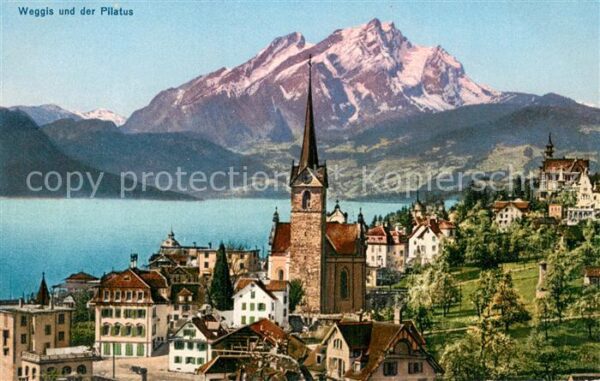 Weggis Vierwaldstaettersee Panorama mit Pilatus