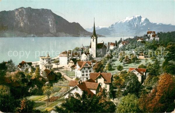Weggis Vierwaldstaettersee Panorama mit Pilatus