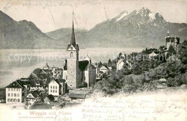 Weggis Vierwaldstaettersee Panorama mit Pilatus