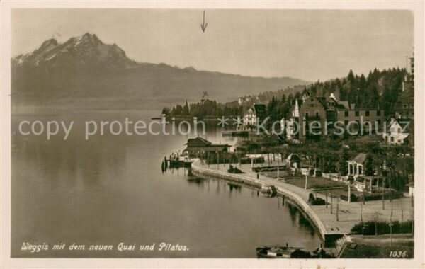 Weggis Vierwaldstaettersee Neuer Quai mit Pilatus