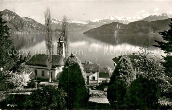 Weggis Vierwaldstaettersee Panorama mit Kirche