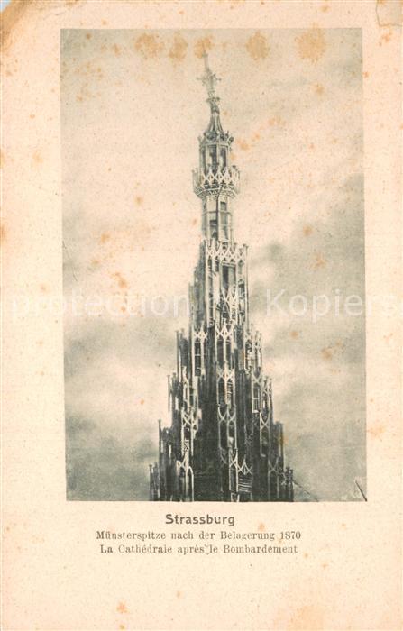 Strassburg Elsass La Cathedrale apres le Bombardement