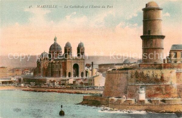 Marseille 13 La Cathedrale et l Entree du Port