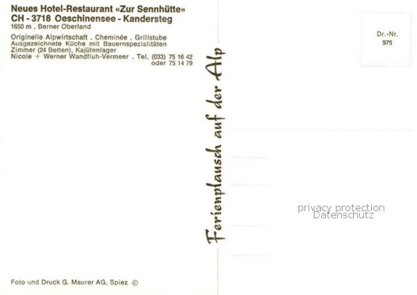Oeschinensee Oeschinensee 1578m BE Hotel Restaurant Zur Sennhütte Kanderst – Bild 2