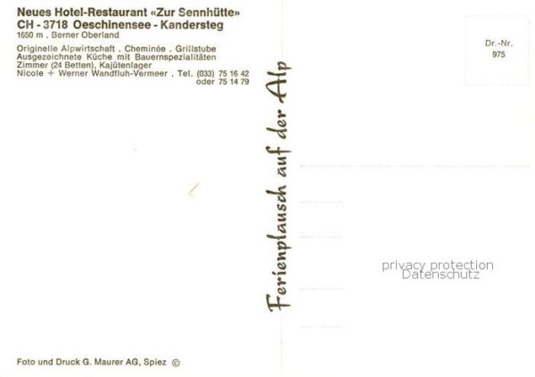 Oeschinensee Oeschinensee 1578m BE Hotel Restaurant Zur Sennhütte Kanderst – Bild 2