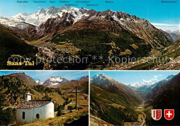Saastal Panorama mit Saas-Fee Saas Grund Saas A