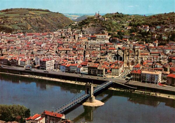 Vienne-sur-le-Rhone 38 Isere La Passerelle et la ville vue aérienne