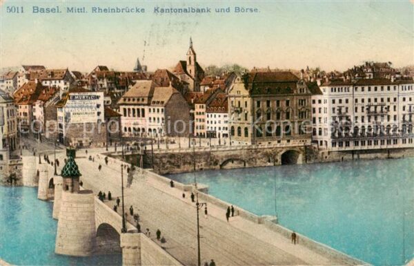 Basel BS Mittlere Rheinbrücke Kantonalbank und B
