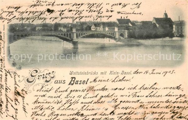 Basel BS Wettsteinbrücke mit Klein Basel