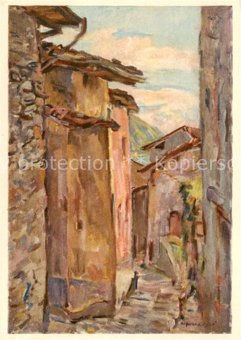 Gandria Lago di Lugano Gasse Künstlerkarte