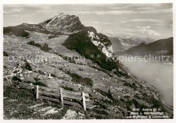 Amden SG Blick vom Durchschläge auf Wallensee un