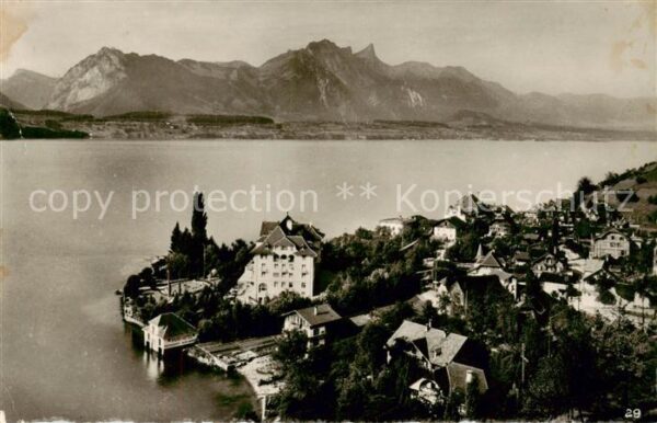 Gunten Thunersee BE Panorama Blick gegen Stockhorn Berner A
