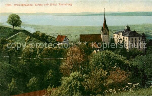 Walzenhausen AR Kirche und Hotel Rheinburg Bodensee
