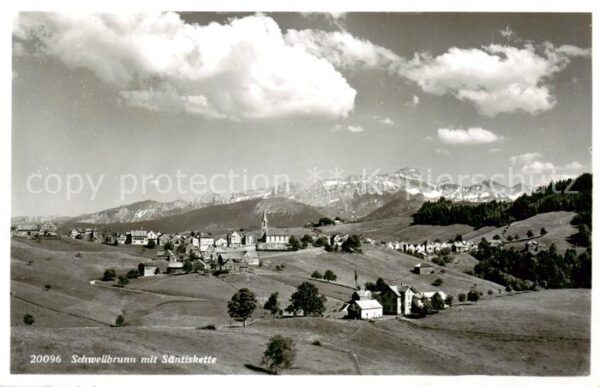 Schwellbrunn Panorama Blick zur Säntiskette Appenzel