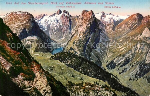 Saentis 2504m AR Blick vom Stauberengrat auf Fählenseeli