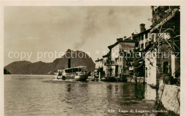 Gandria Lago di Lugano Häuserpartie am Luganer See Dampfer Boo