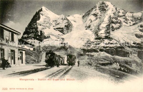 Wengernalp Wengen BE Station mit Eiger und Mönch Berner Alpe