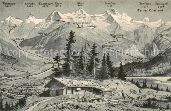 Interlaken BE Berghütte Alm Blick gegen Berner Alpen