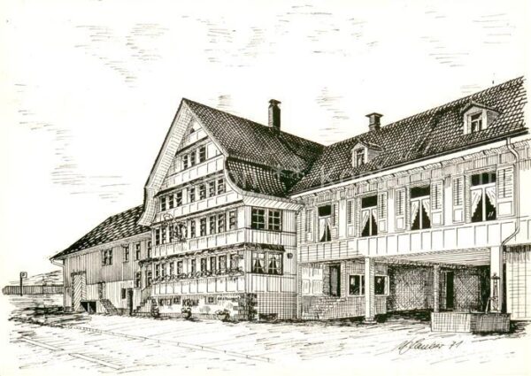 Schoenengrund AR Hotel Restaurant Krone Zeichnung Künstl