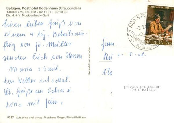 Spluegen 2113m GR Posthotel Bodenhaus Kirche Alpen – Bild 2