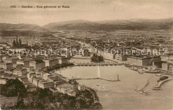 Geneve GE Vue generale aerienne et Rade