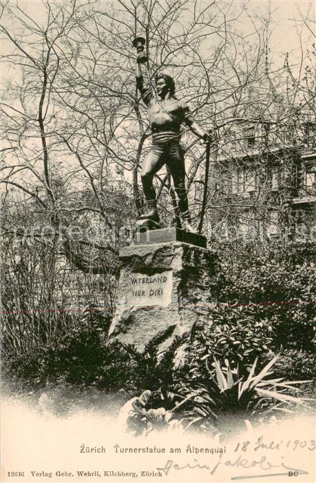 Zuerich ZH Turnerstatue am Alpenquai