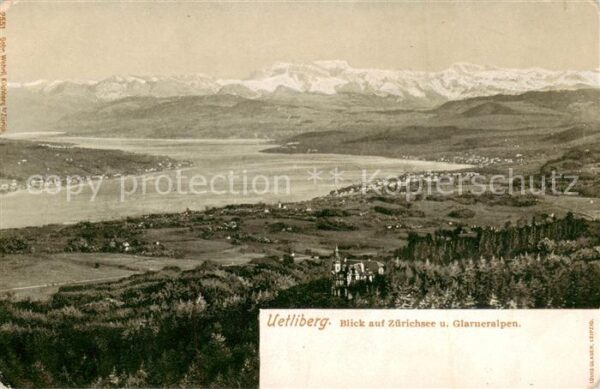 Uetliberg ZH Blick auf Zürichsee und Glarneralpen